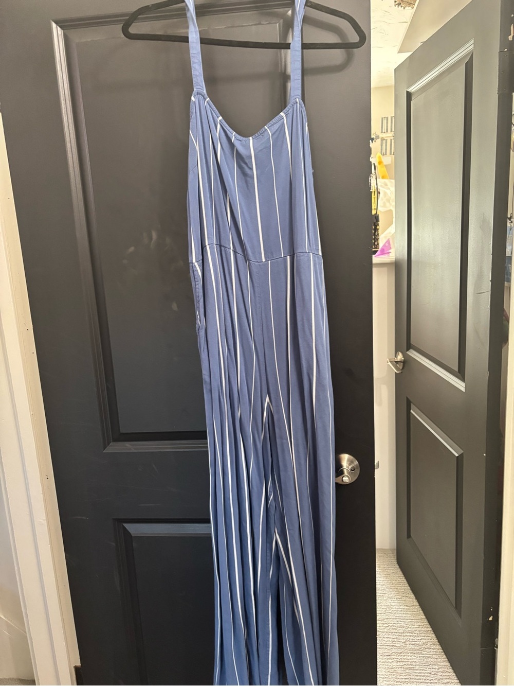 Gap Blue Striped Wide-Leg Jumpsuit